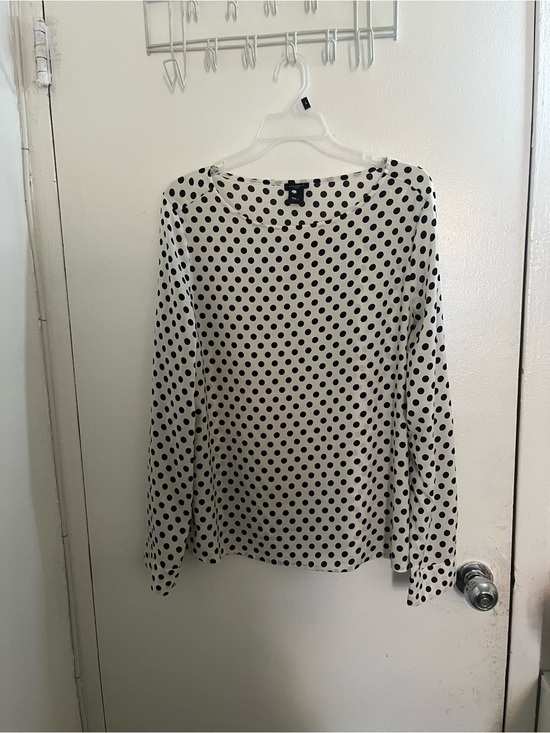 Ann Taylor Tops - Ann Taylor Black & White Polka Dot Long Sleeve Tee
